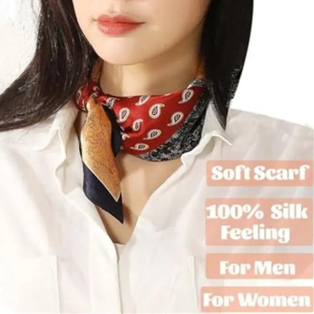 Gold and Red 27.5” Satin Silk Feeling Square Scarf Fashion Head & Neck